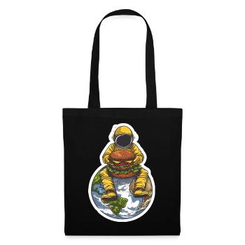Astronaut is happy about his burger in space - Tote Bag - black - Front