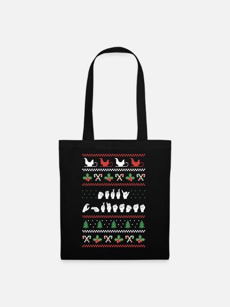 Frohe Weihnachten - ASL Amerikanische Gebärdensprache I - Stoffbeutel - Schwarz