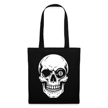 Cadeau de joueur de billard, tête de mort et boule de huit - Sac en tissu - noir - Devant