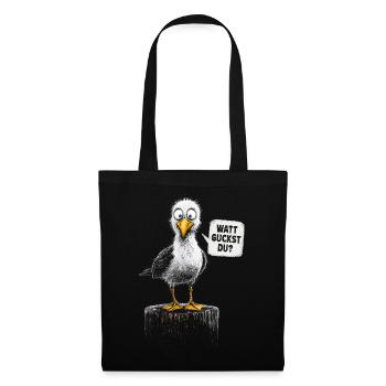 Que regardes-tu ? Mouette effrontée – Humour de la mer du Nord - Sac en tissu - noir - Devant