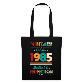 Anniversaire 40 ans - Vintage - Octobre 1985 - Sac en tissu - noir - Devant