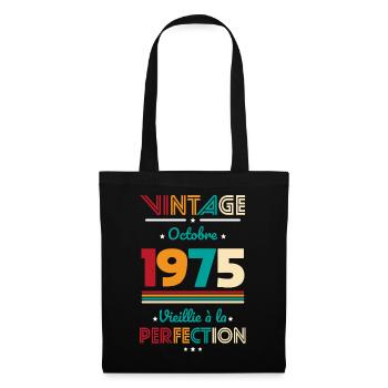 50. Jahrestag – Vintage – Oktober 1975 - Stoffbeutel - Schwarz - Vorne