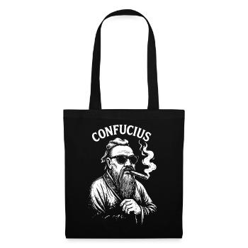Confucius Relaxed smoking a cigar Illustration  - Tote Bag - black - Front
