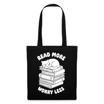 Read more, worry less – cat stacks - Tote Bag - black - Front