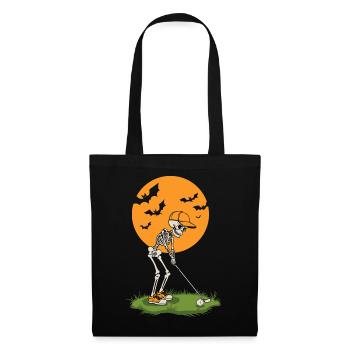Skeleton Golf bei Mondschein - Stoffbeutel - Schwarz - Vorne