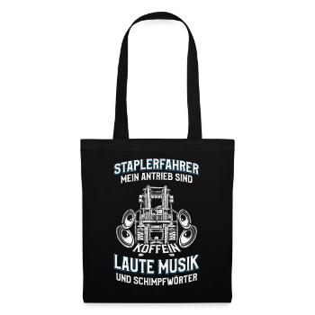 Forklift driver saying loud music swear words - Tote Bag - black - Front