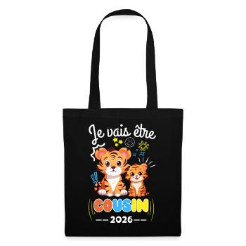 Je Vais Être Cousin 2026 Annonce Grossesse Tigre - Sac en tissu - noir - Devant