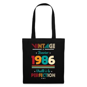 40-jähriges Jubiläum – Jahrgang – Januar 1986 - Stoffbeutel - Schwarz - Vorne
