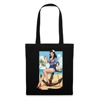 Beach sailor pinup - Tote Bag - black - Front
