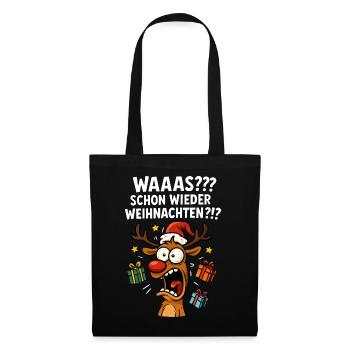 Renne Noël drôle drôle fou fou agacé - Sac en tissu - noir - Devant