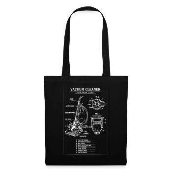 Plan de brevet pour aspirateur vintage - Sac en tissu - noir - Devant