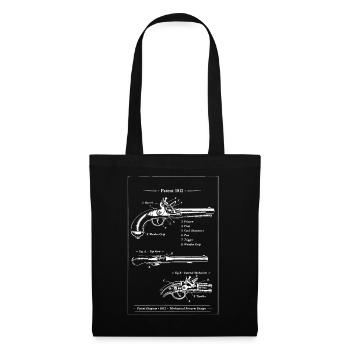 Plan de brevet de pistolet vintage - Sac en tissu - noir - Devant