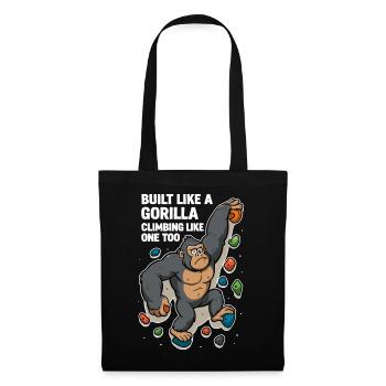 Bouldern lustig – Gorilla Cartoon Kletter Shirt - Stoffbeutel - Schwarz - Vorne