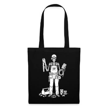 Électricien squelette avec boîte à outils - Sac en tissu - noir - Devant