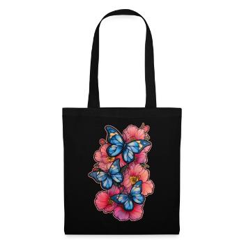 Schmetterling Blume - Stoffbeutel - Schwarz - Vorne