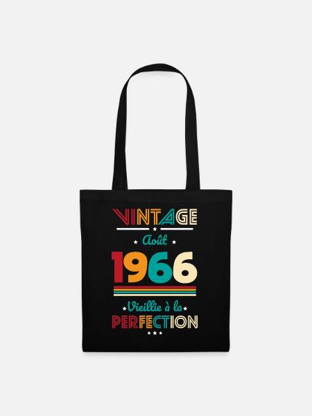 Anniversaire 60 ans - Vintage - Août 1966 - Sac en tissu - noir
