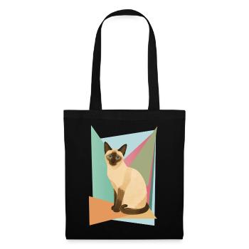 Élégant chat siamois dans un style géométrique - Sac en tissu - noir - Devant