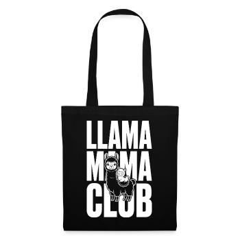 Llama Mama Club mit Baby-Lama - Stoffbeutel - Schwarz - Vorne