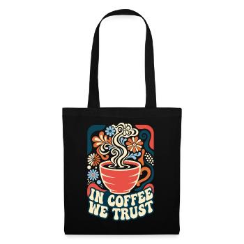 In Coffee We Trust Retro Kaffee - Stoffbeutel - Schwarz - Vorne