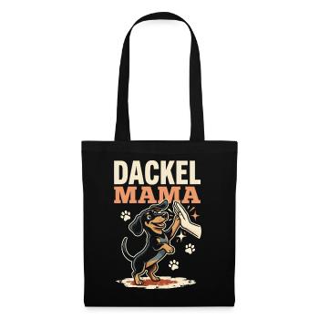 Dackel Mama Pfoten High Five Hundeliebe Spruch - Stoffbeutel - Schwarz - Vorne