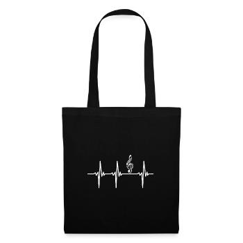 Battement de coeur pour le tatouage de musique de clef - Sac en tissu - noir - Devant