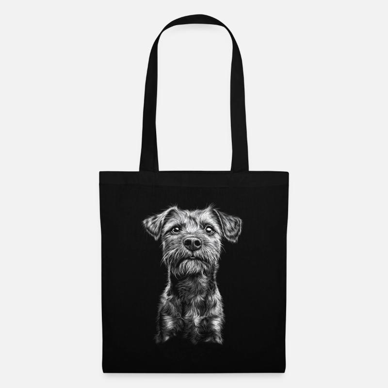 Border Terrier Portrait Hunde Hund - Stoffbeutel - Schwarz