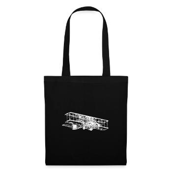 Fliegende Vintage Doppeldecker Kiste Illustration - Stoffbeutel - Schwarz - Vorne
