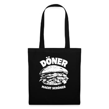 Döner macht schöner - Döner Kebab - Spruch - Stoffbeutel - Schwarz - Vorne