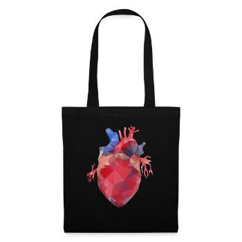 Coeur bas poly - Sac en tissu - noir - Devant