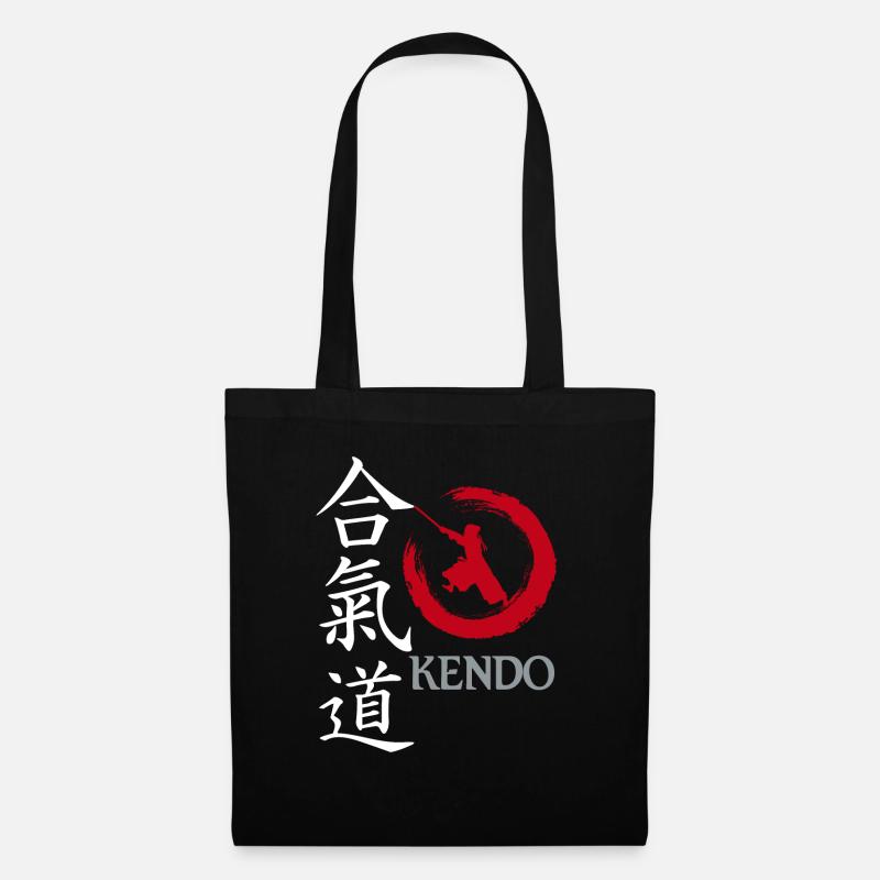 Kendo-Ideogramm und Zeichnung - Stoffbeutel - Schwarz