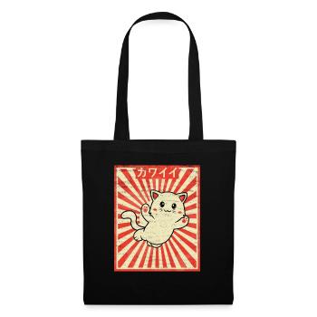 Japonais Kawaii chat Otaku Anime Vintage - Sac en tissu - noir - Devant