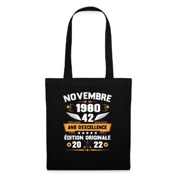 Novembre 1980 Idée Cadeau D'anniversaire 42 Ans - Sac en tissu - noir - Devant