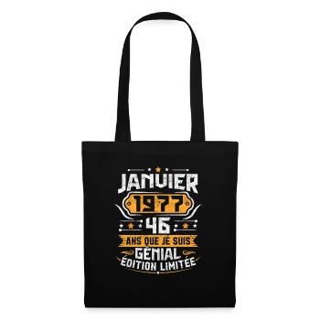 Rétro Cadeau D'anniversaire 46 Ans Janvier 1977 - Sac en tissu - noir - Devant