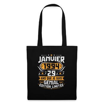 Rétro Cadeau D'anniversaire 29 Ans Janvier 1994 - Sac en tissu - noir - Devant