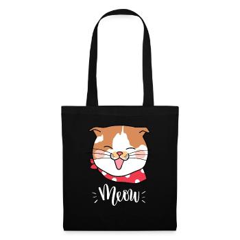 Cute Kawaii Funny Cat Saying Meow - Tote Bag - black - Front
