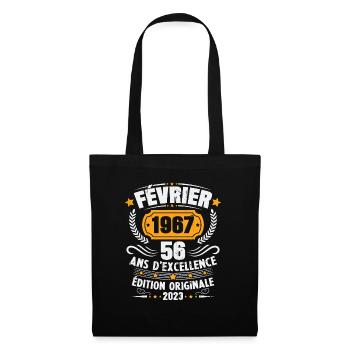 Cadeau D'anniversaire 56 Ans Février 1967 Vintage - Sac en tissu - noir - Devant