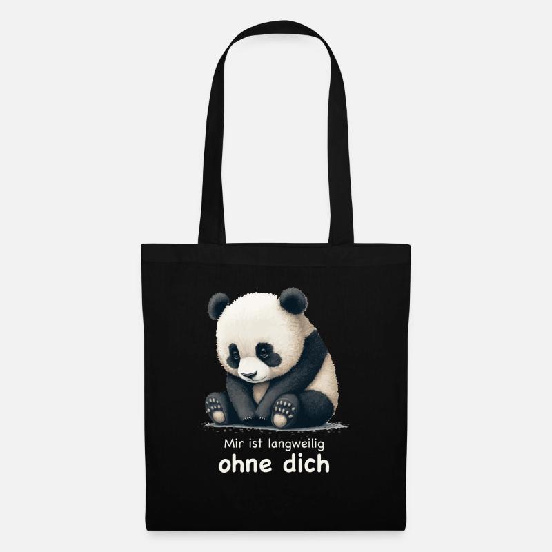Panda - "Einsam aber trotzdem süß" - Stoffbeutel - Schwarz