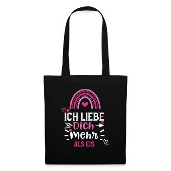 Ich liebe Dich mehr als Eis - Stoffbeutel - Schwarz - Vorne