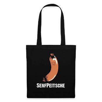 Senfpeitsche, Knackwurst, Bockwurst, Augsburger - Stoffbeutel - Schwarz - Vorne
