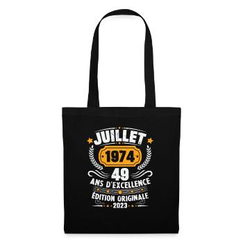 Vintage 1974 Juillet Cadeau D'anniversaire 49 Ans - Sac en tissu - noir - Devant
