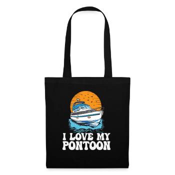 I Love My Pontoon Motorboat Owner Pontoon King - Stoffbeutel - Schwarz - Vorne