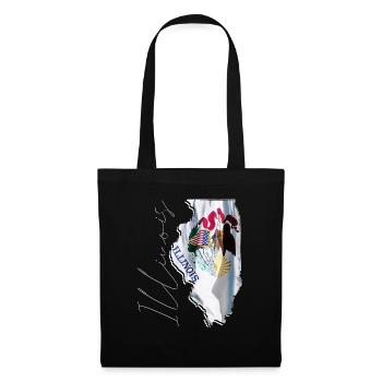 Illinois (United States) | Real Flag | Flag Map Script - Tote Bag - black - Front