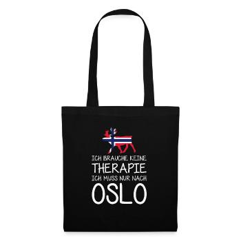 Ich brauche keine Therapie Ich muss nur nach Oslo - Stoffbeutel - Schwarz - Vorne