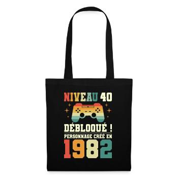 Anniversaire 40 Ans Geek Niveau 40 Humour - Sac en tissu - noir - Devant