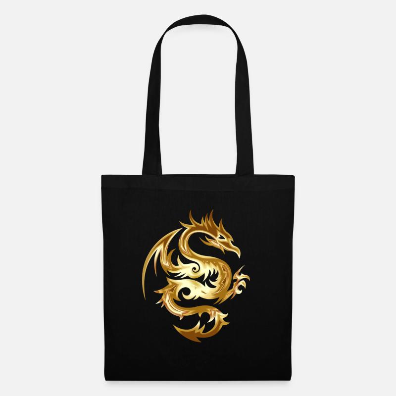 Drache Chinesischer Dragon Fantasy Geschenk - Stoffbeutel - Schwarz