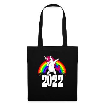 Dabbing Unicorn 2022 Rainbow Funny New Year - Tote Bag - black - Front