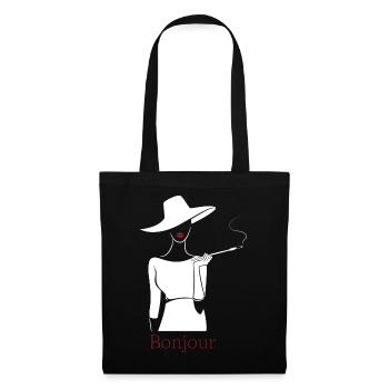 bonjour Tshirt - Salut Französisch Tshirt - Stoffbeutel - Schwarz - Vorne