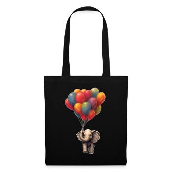 Elefant mit Luftballon - Stoffbeutel - Schwarz - Vorne