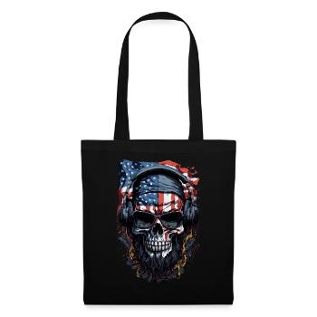 Cool USA Flair : Tête de mort, drapeau et lunettes de soleil - Sac en tissu - noir - Devant