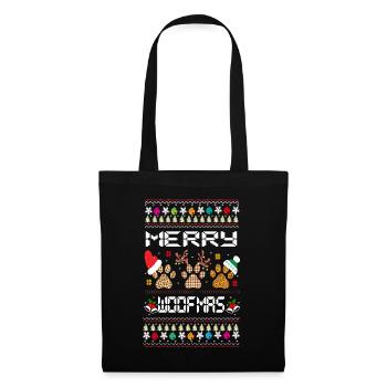Design de Noël - MERRY WOOFMAS - Sac en tissu - noir - Devant
